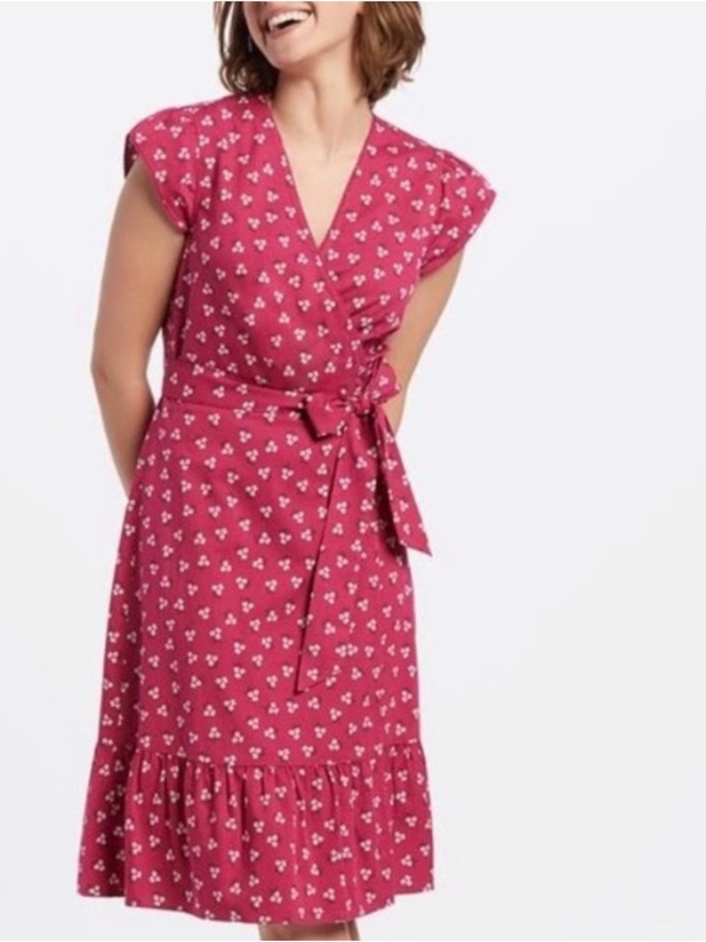 Draper James Wrap Dress Berry Pink Magnolia Floral Flounce Sz 4
